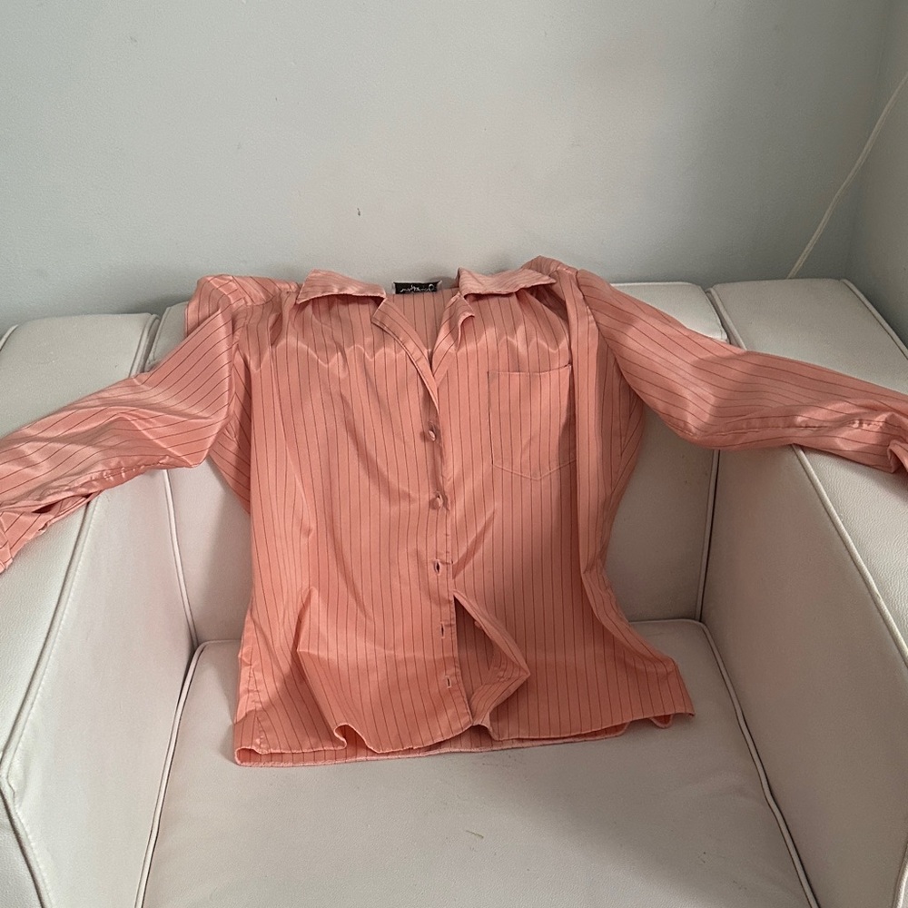 Elegant Peach Striped real vintage blouse